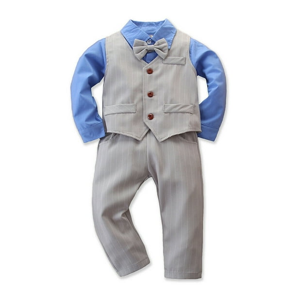 Baby Boy Wedding Christening Formal Party Tuxedo Suit Dress Outfit Clothes 0-24M